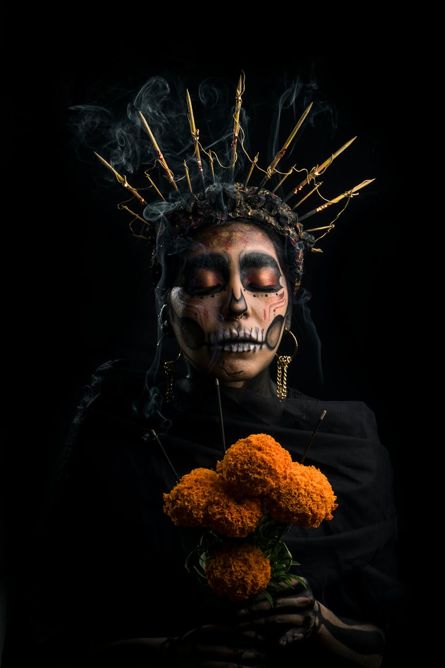 person wearing black and gold crown
