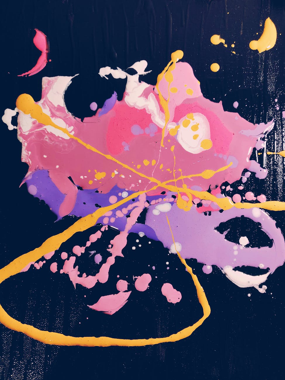 pink yellow and purple abstract painting