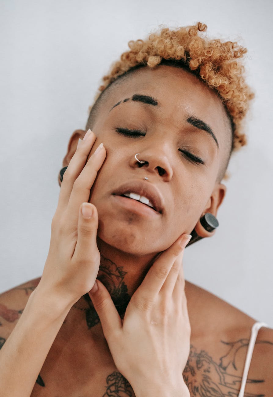 black woman enjoying touchings of partner