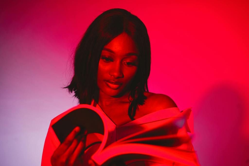 woman reading a book