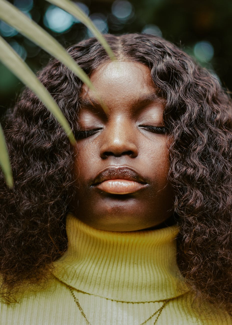 serene portrait of a woman in nature setting
