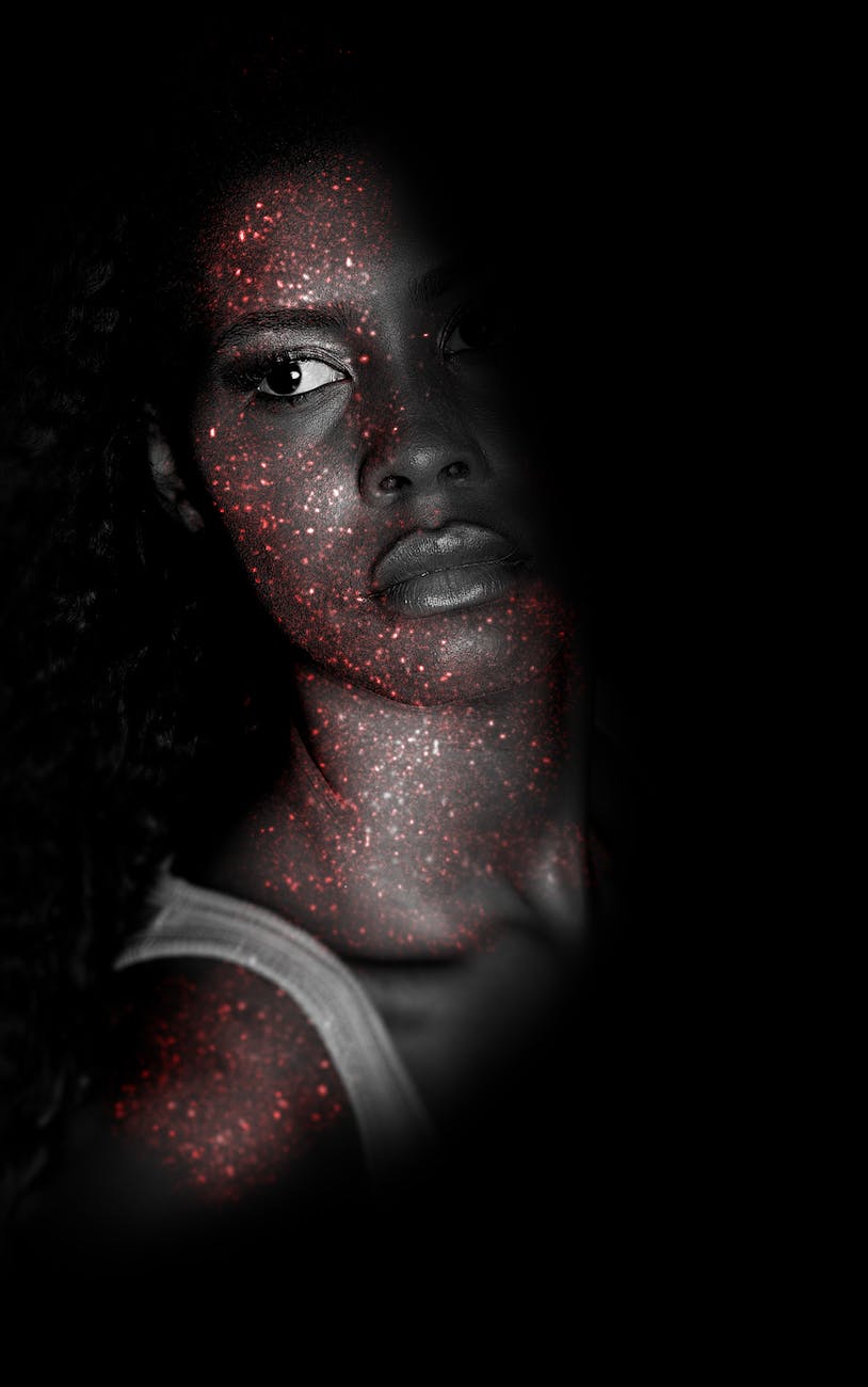 fashion photography of glitter face paint